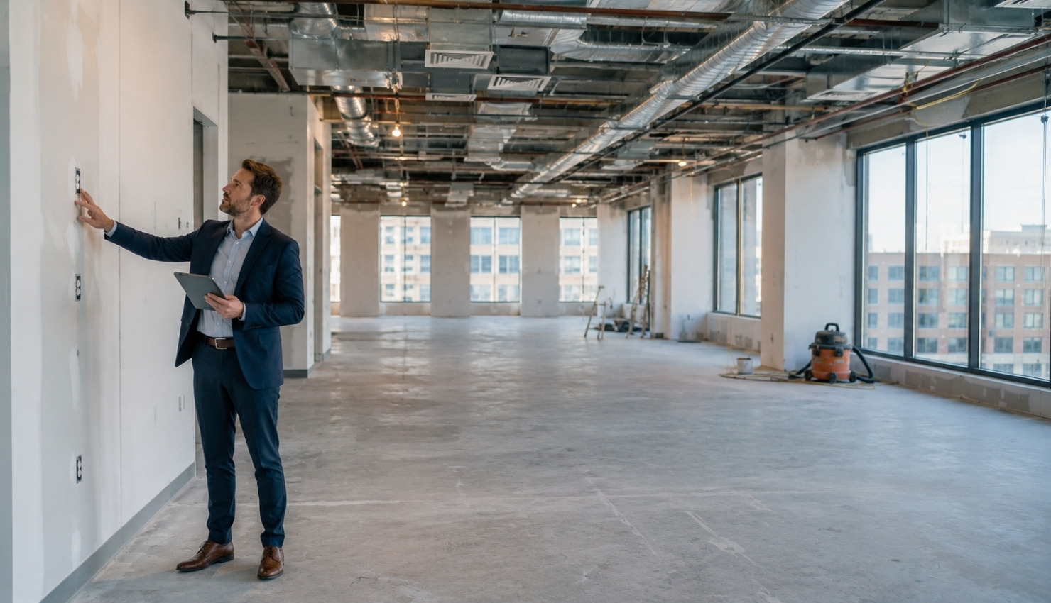 unfinished commercial office space walls
