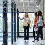 commercial real estate agent giving a tour