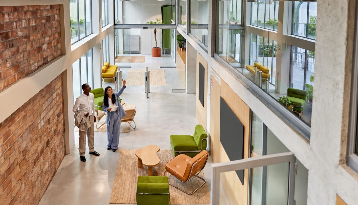 real estate agent showing a commercial property