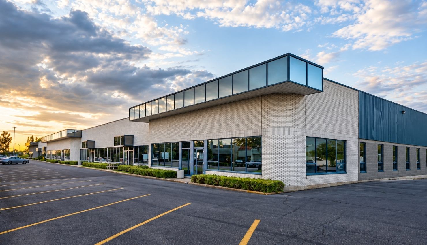 single-story commercial or industrial flex building