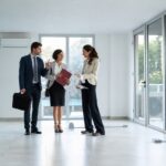 talking with businessman and businesswoman